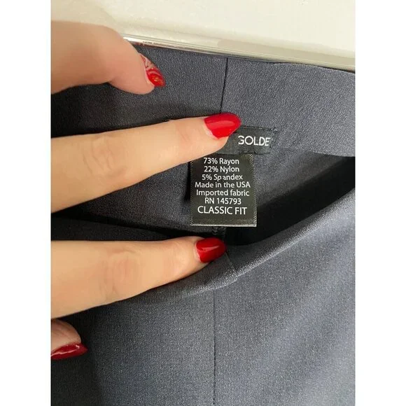Franne Golde Classic High Rise Straight Leg Stretch Grey Leg-sz6